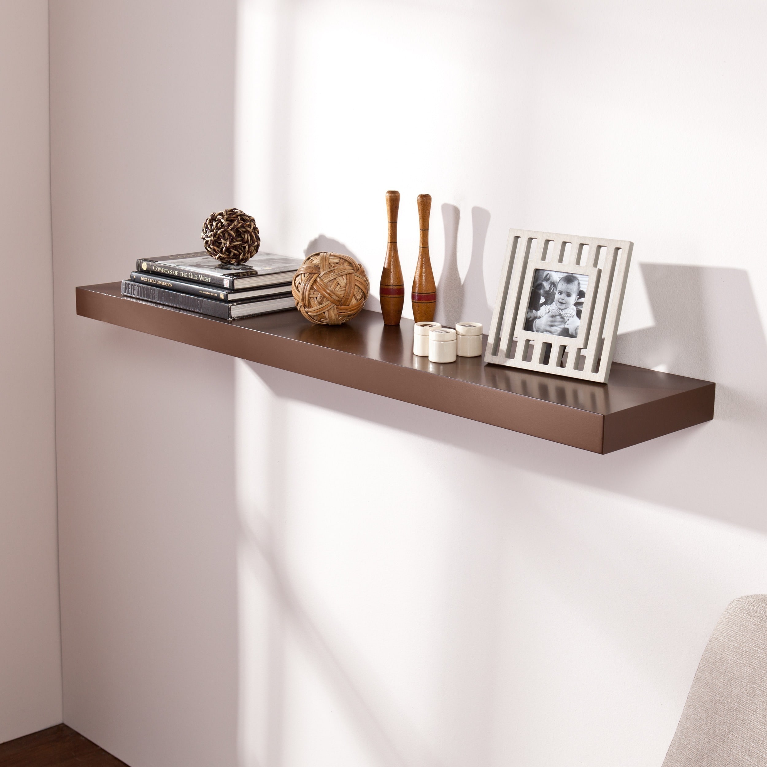 Shop Harper Blvd Tampa 48 inch Espresso Floating Shelf - Free Shipping ...