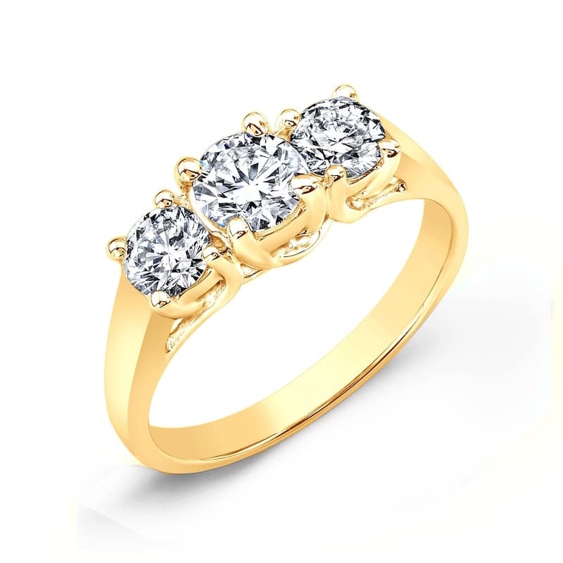 Auriya 14k Gold 1 3/4ctw 3-Stone Diamond Engagement Ring (I-J, I1-I2)