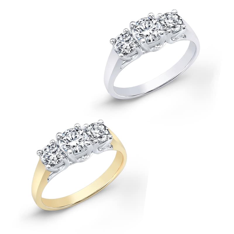 Auriya 14k Gold 1 3/4ctw 3-Stone Diamond Engagement Ring (I-J, I1-I2)