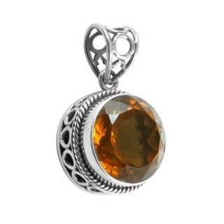 Sterling Silver Handmade Filigree Citrine Pendant