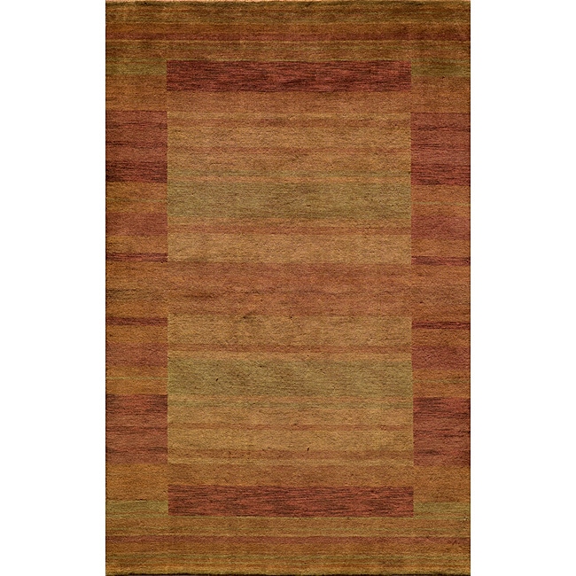 Hand loomed Loft Rust Gabbeh Border Wool Rug (5 X 8)