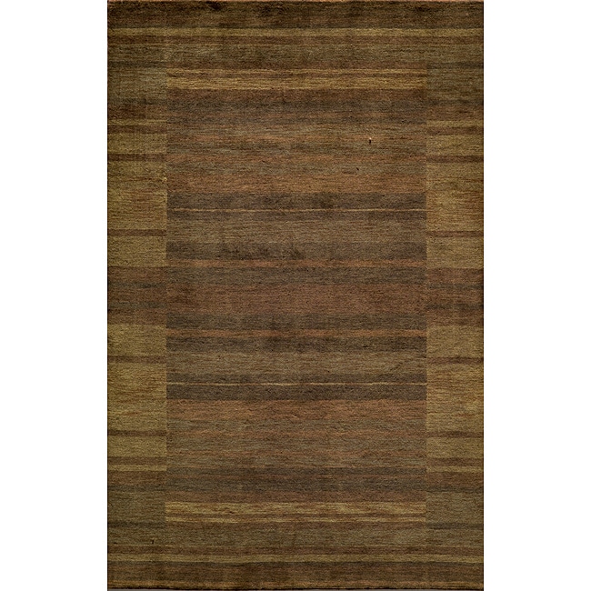 Hand loomed Loft Brown Gabbeh Border Wool Rug (5 X 8)