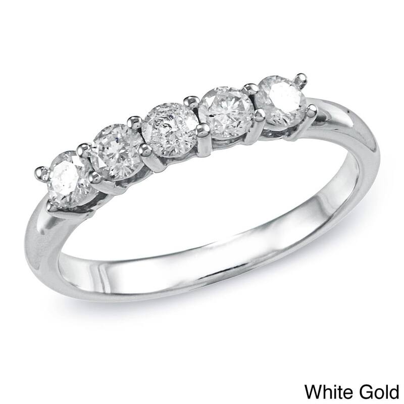 Auriya 10k Gold 1/2ctw 5-Stone Diamond Wedding Band (J-K, I1-I2) - White - 4