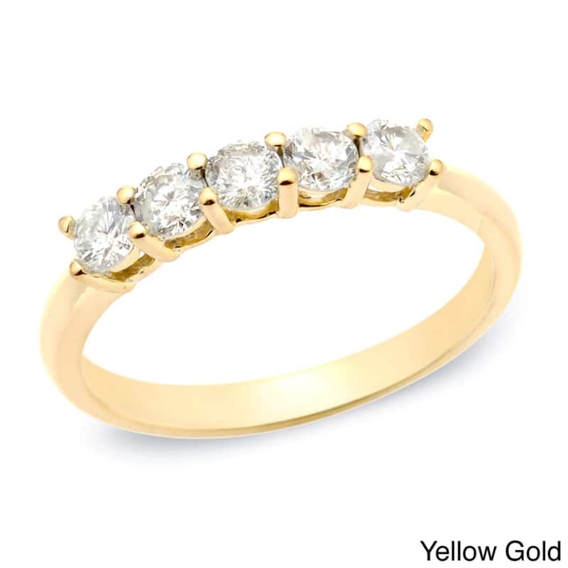 Auriya 10k Gold 1/2ctw 5-Stone Diamond Wedding Band (J-K, I1-I2) - Yellow - 4