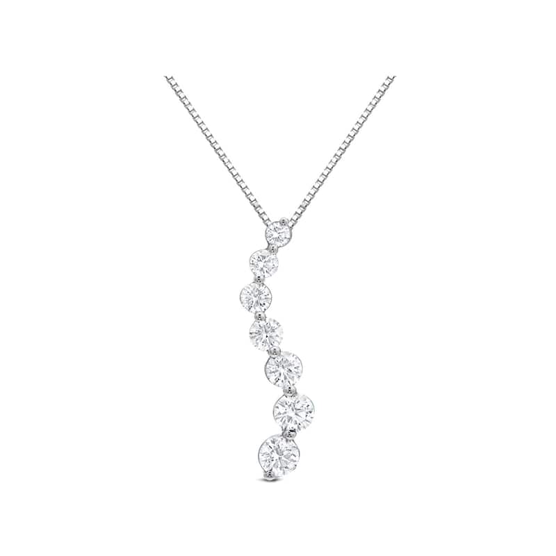 Auriya Curved 7-Stone Diamond Journey Necklace 3/4ct TDW 14k Gold (J-K, I1-I2)