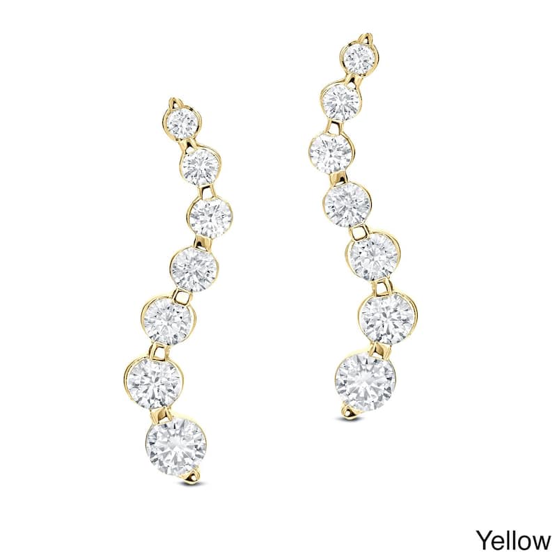 Auriya 14k Gold 1/2ct TDW Round Diamond Journey Earrings (G-H, I1) - Yellow