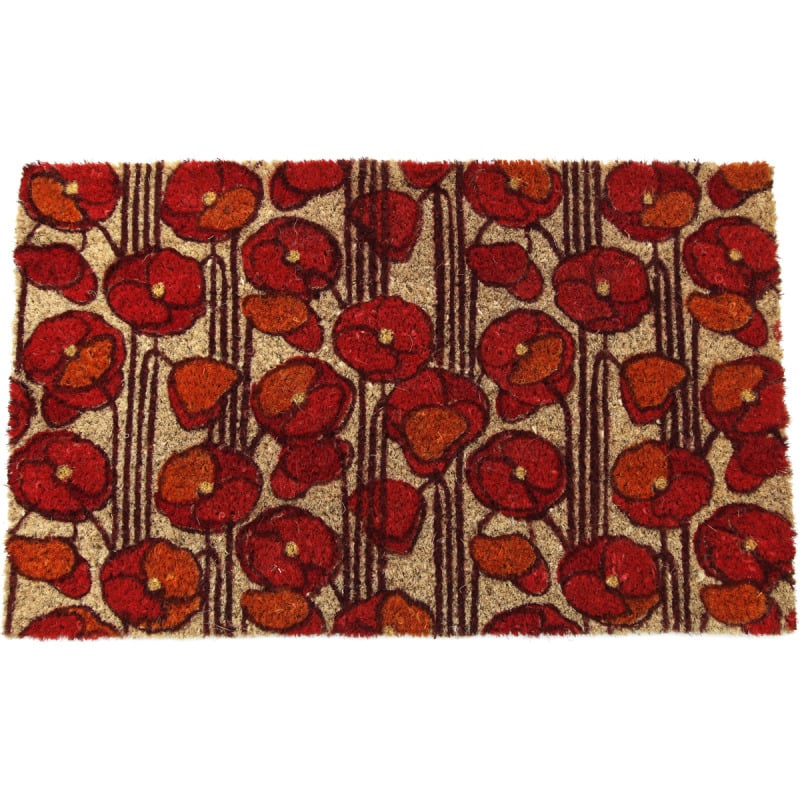 Entryways Poppies Non-slip Coir Doormat