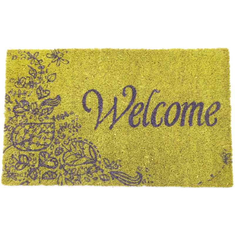 Purple Welcome Non slip Coconut Fiber Doormat