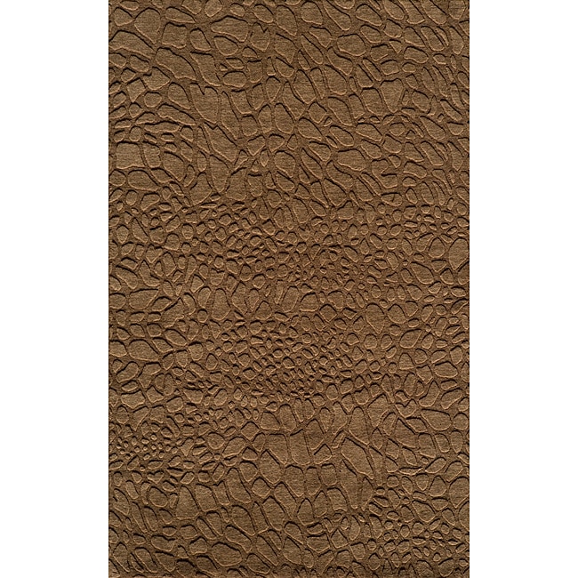 Hand loomed Loft Stones Brown Wool Rug (5 X 8)
