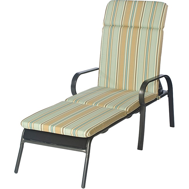 Ali Patio Polyester Steel Blue Stripe Smooth Edge Hi back Outdoor Chaise Lounge Cushion