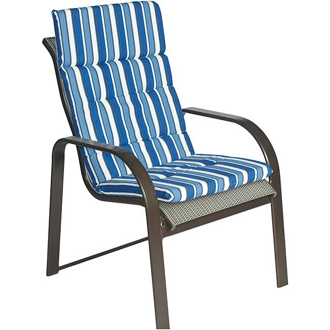 Ali Patio Polyester Navy Blue Stripe Tufted Hi-back Outdoor Arm Chair Cushion