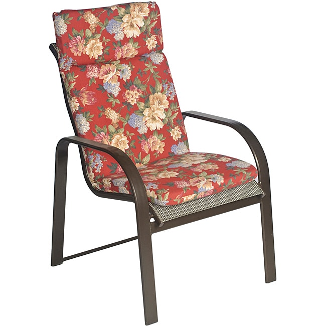 Ali Patio Polyester Crimson Red Floral Smooth Edge Hi back Outdoor Arm Chair Cushion