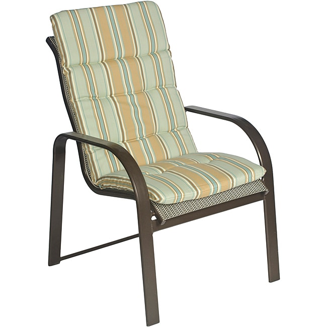 Ali Patio Polyester Blue Stripe Tufted High Back Outdoor Weather Resistant Arm Chair Cushion L14117880