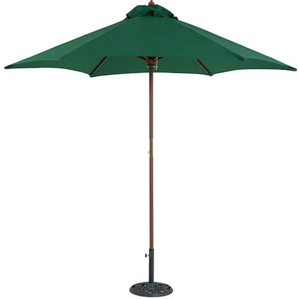 TropiShade 9' Wood Market Umbrella with Green Cover