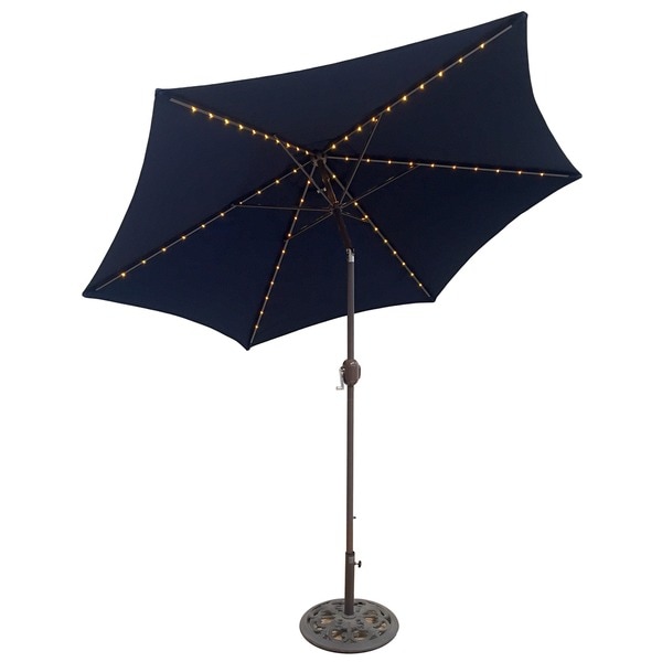 Shop TropiShade 9foot Navy Aluminum Bronze Lighted Market Umbrella