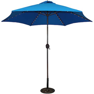 TropiShade 9-foot Royal Blue Aluminum Bronze Lighted Umbrella