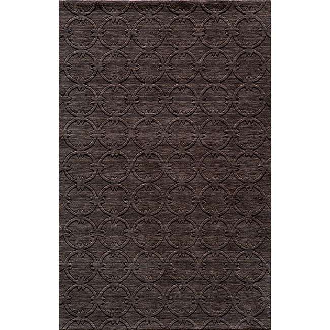 Hand loomed Loft Links Charcoal Wool Rug (26 X 80)