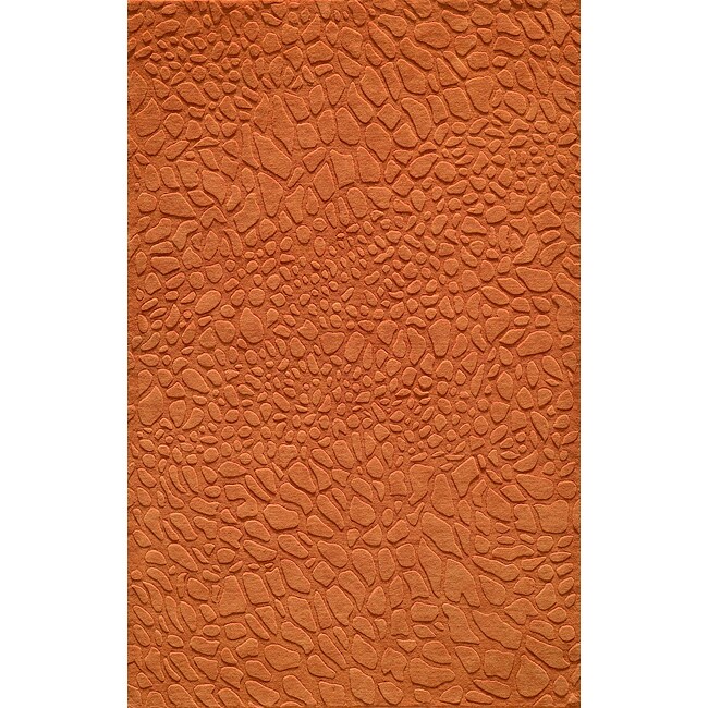 Hand loomed Loft Stones Orange Wool Rug (8 X 11)