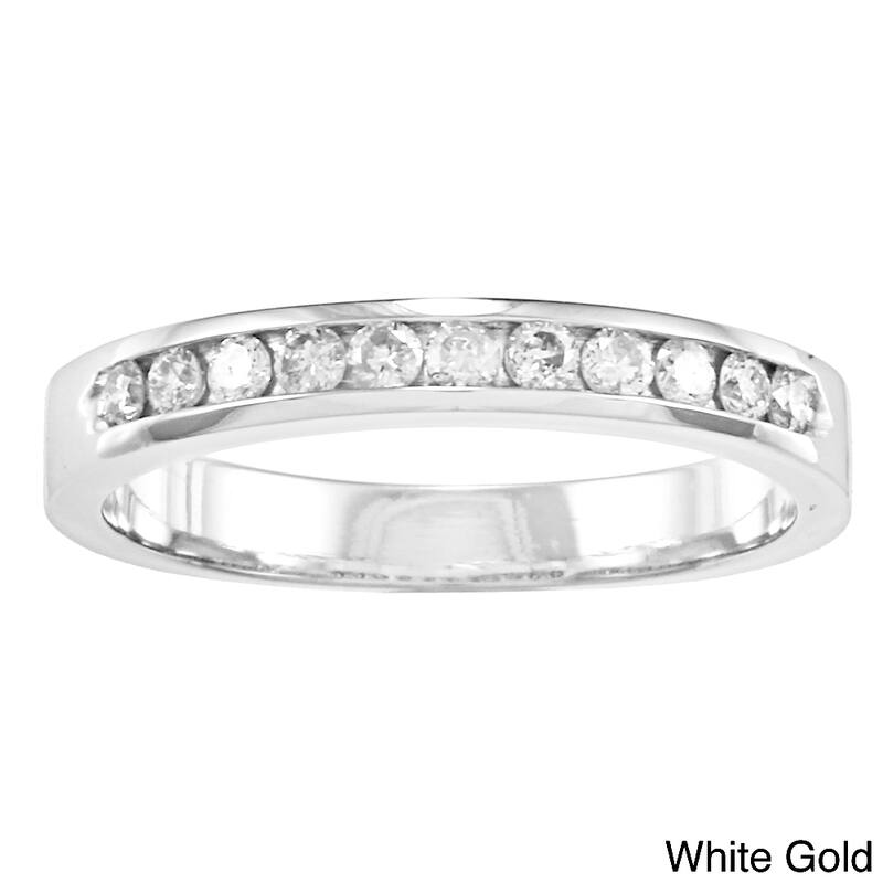 Auriya 10k Gold 1/4ctw Channel Diamond Wedding Band (J-K, I2-I3) - White - 4