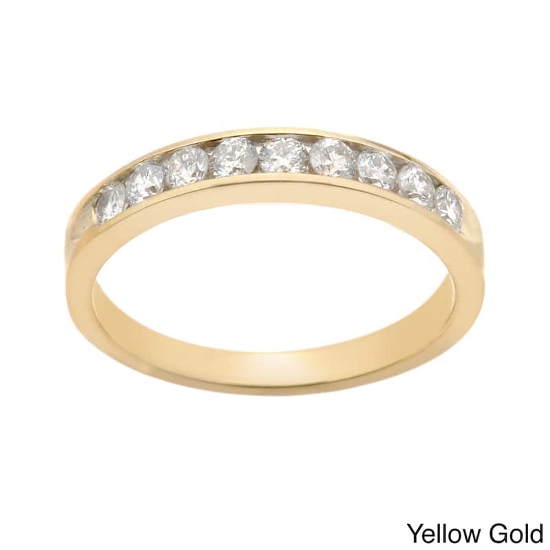 Auriya 10k Gold 1/4ctw Channel Diamond Wedding Band (J-K, I2-I3) - Yellow - 4