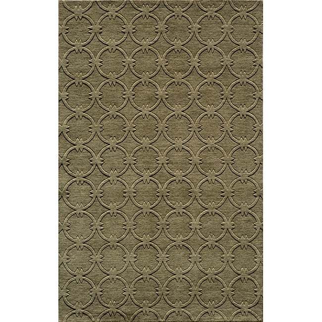 Hand loomed Loft Links Sage Wool Rug (96 X 136)