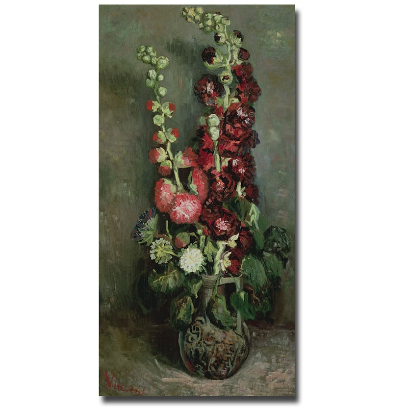 Vincent van Gogh 'Vase of Hollyhocks 1886' Gallery-Wrapped Canvas Art