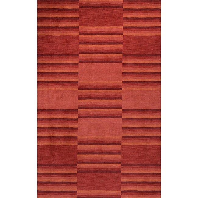 Hand loomed Loft Stripe Red Wool Rug (96 X 136)