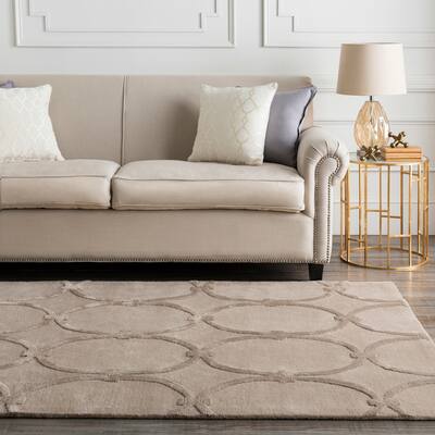 Hand-tufted Tan Acropolis Trellis Pattern Wool Area Rug - 8' x 11'