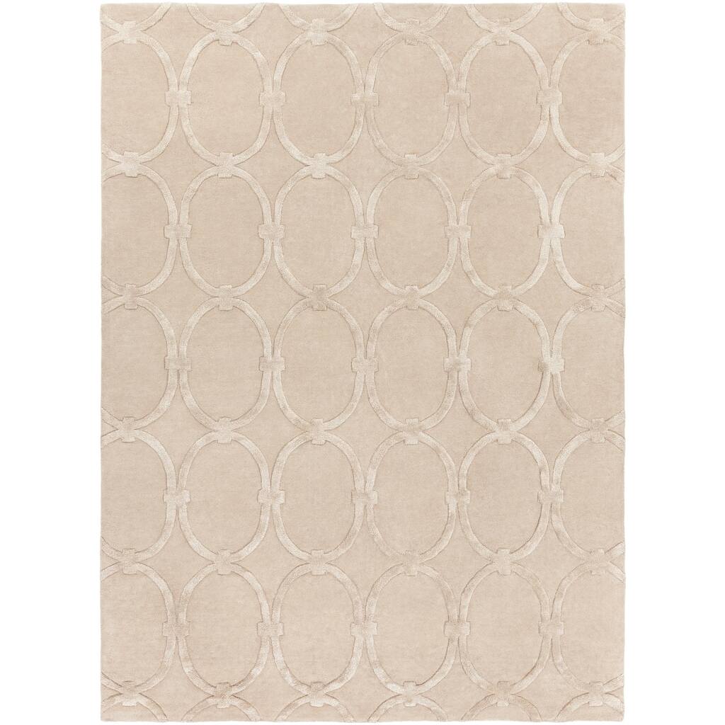 Hand-tufted Beige Alhambra Trellis Pattern Wool Area Rug - 8' x 11'
