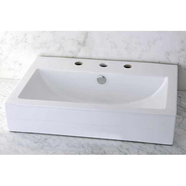 Vitreous China White Rectangular Vessel Bathroom Sink (WhiteASME A112.19.2 Compliant )