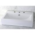 Vitreous China White Rectangular Vessel Bathroom Sink