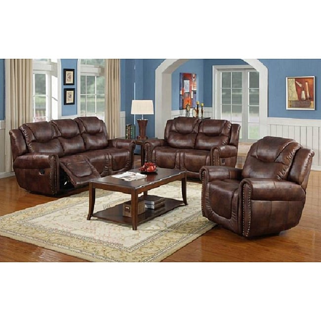 Witiker brown reclining sofa set free shipping today overstock ...
