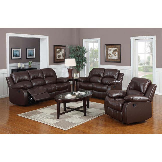 Rotunda Brown Reclining Sofa Set