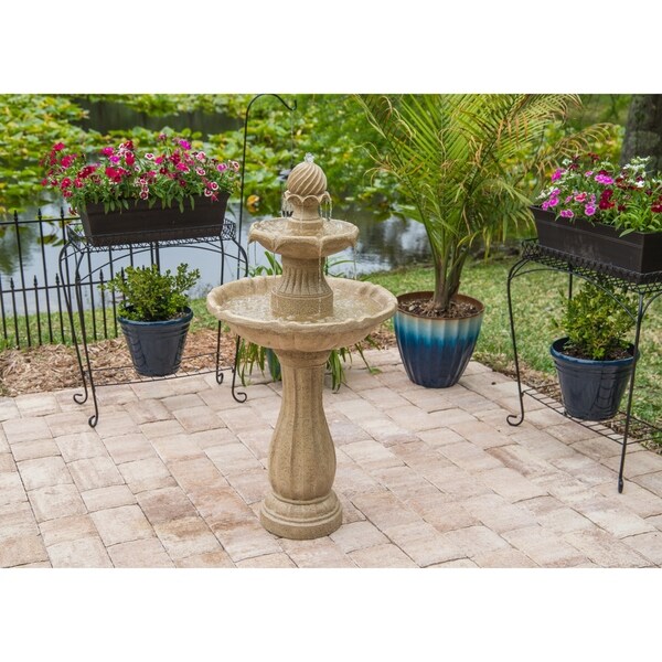 Shop Tethys 44" Outdoor Solar 2Tier Floor Fountain Sandstone On