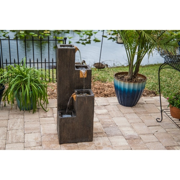 Tlaloc Indoor/ Outdoor Floor Fountain - Wood Grain Finish