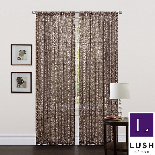 Lush Decor Brown 84 inch Leopard Curtain Panel Lush Decor Sheer Curtains