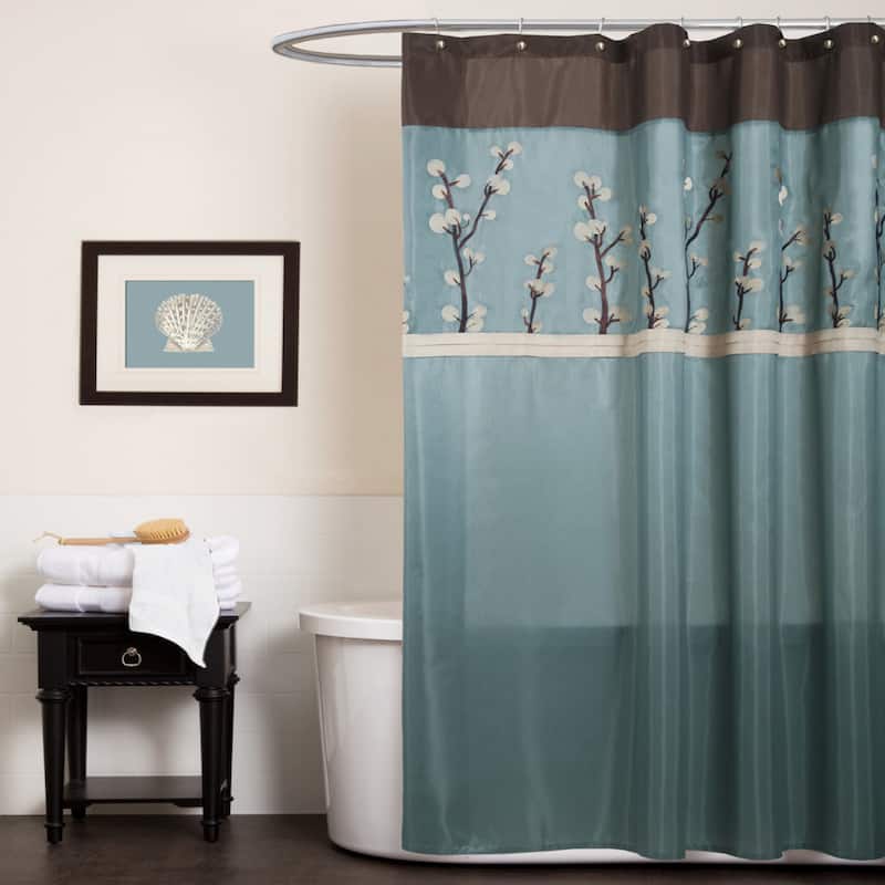 Copper Grove Wakulla Flower Blue/ Brown Shower Curtain