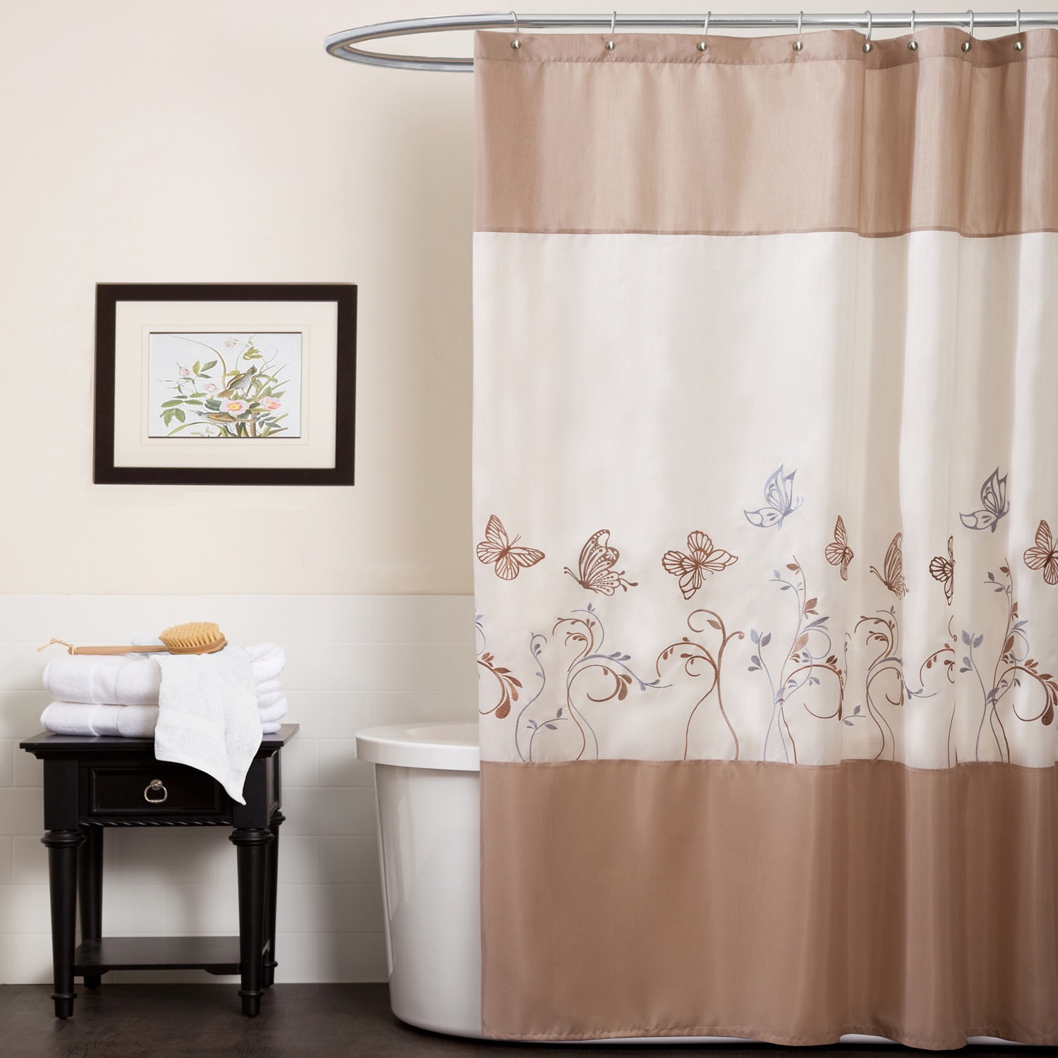 Shop Lush Decor Butterfly Dreams Beige/ Taupe Shower Curtain - Free ...