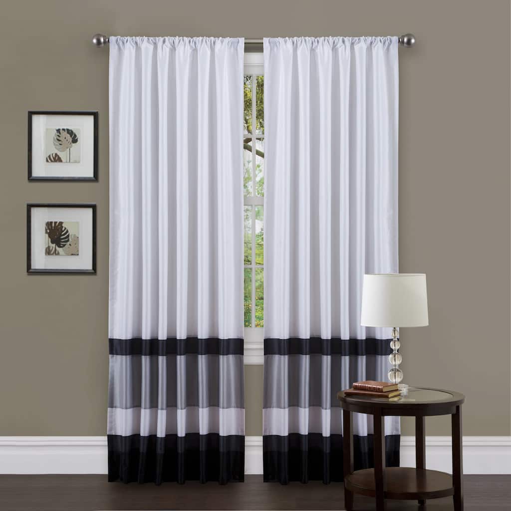 Lush Decor White/ Black 84-inch Iman Curtain Panel - 54"w x 84"l