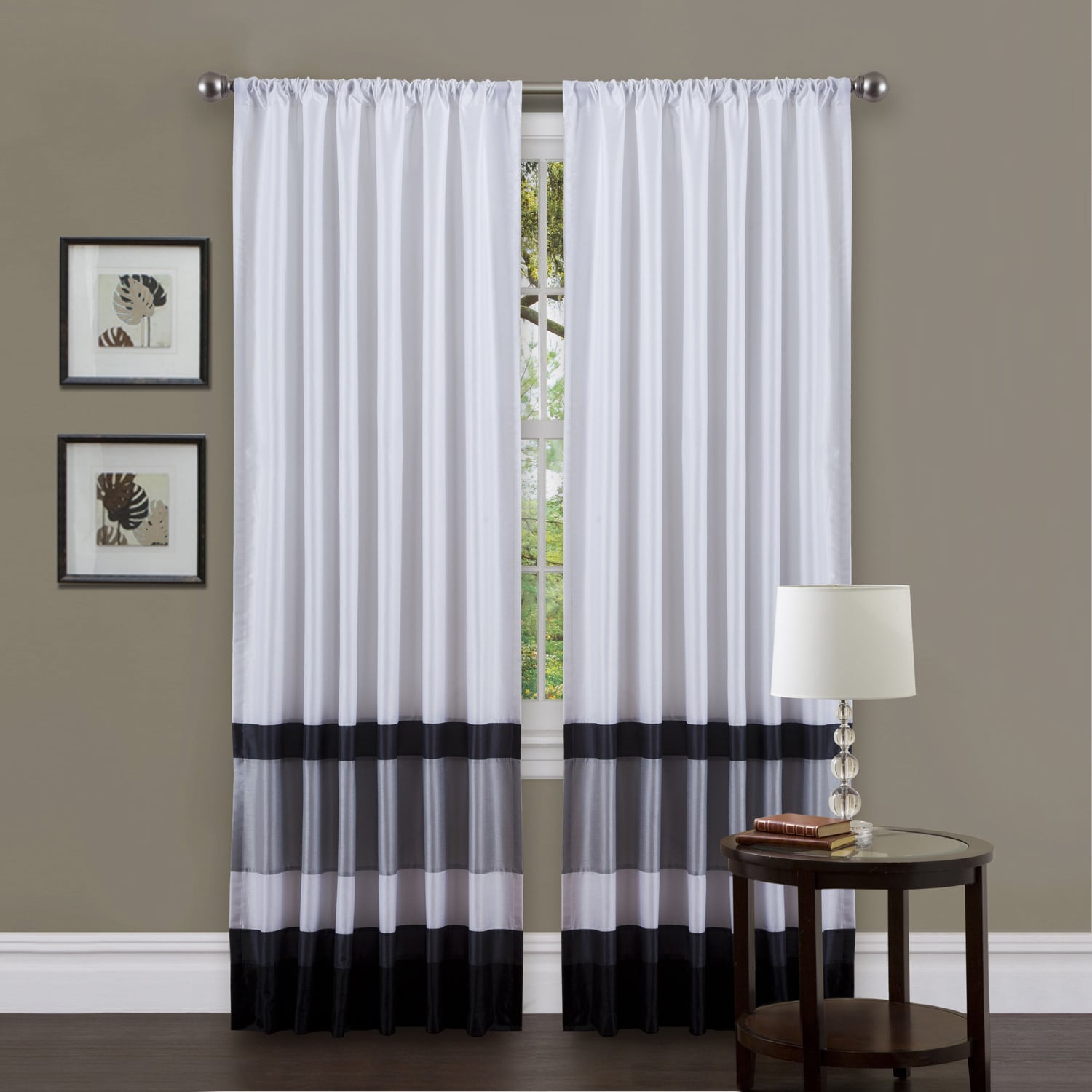 Lush Decor White/ Black 84 inch Iman Curtain Panel