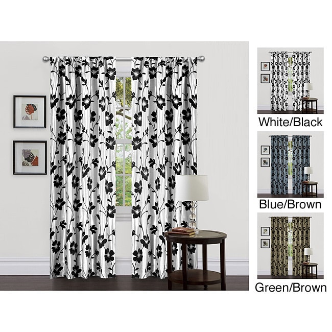 Lush Decor Green/ Brown 84 inch Garden Blossom Curtain Panels (set Of 2)