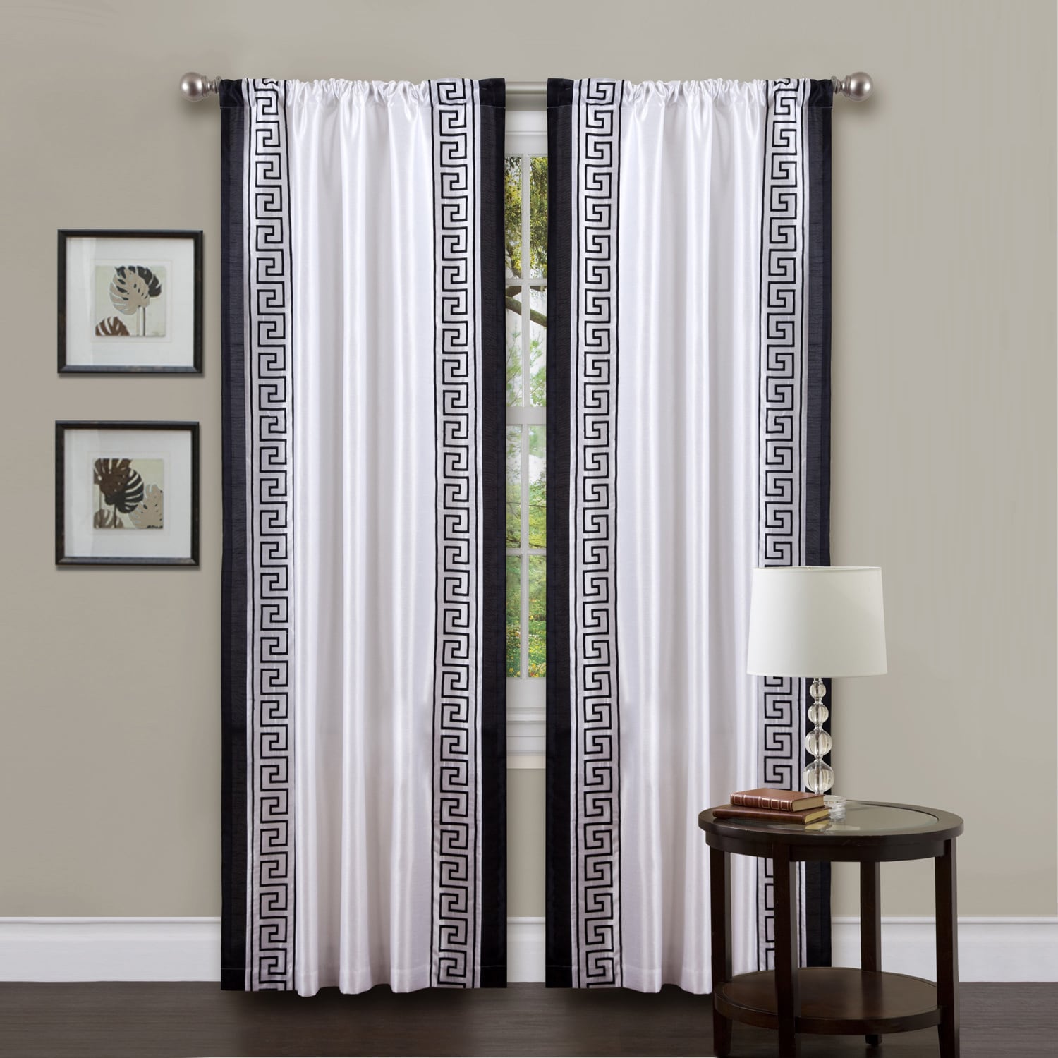 Lush Decor White/ Black 84 inch Metropolitan Curtain Panel