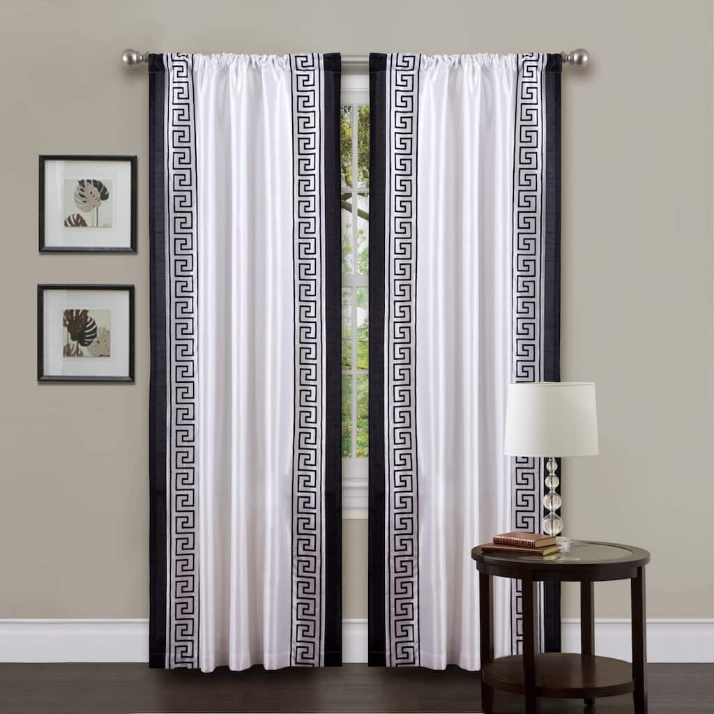 Lush Decor White/ Black 84-inch Metropolitan Curtain Panel - 42"w x 84"l
