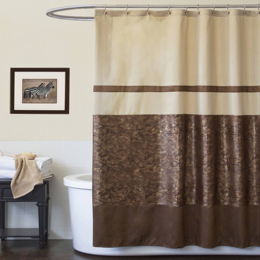 Lush Decor Crocodile Brown Shower Curtain