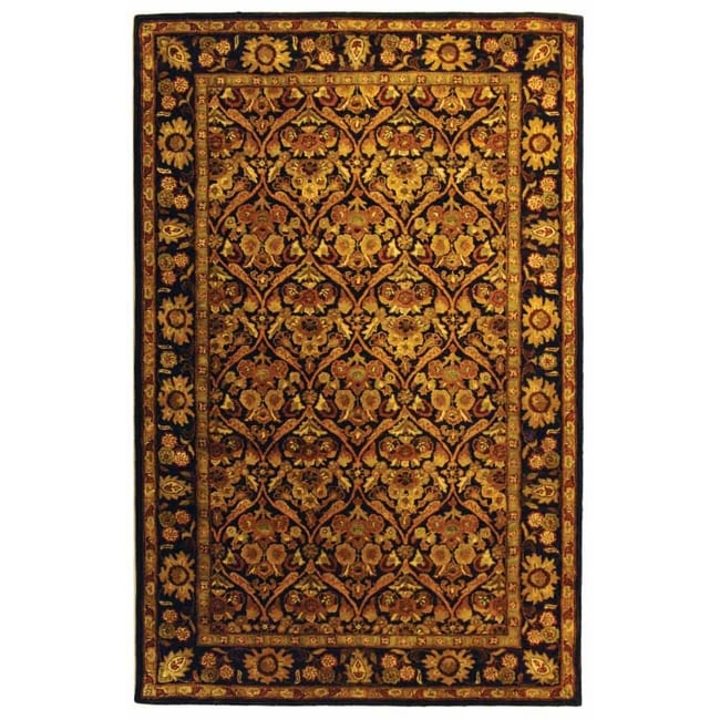 Handmade Treasured Dark Plum/ Gold Wool Rug (83 X 11)