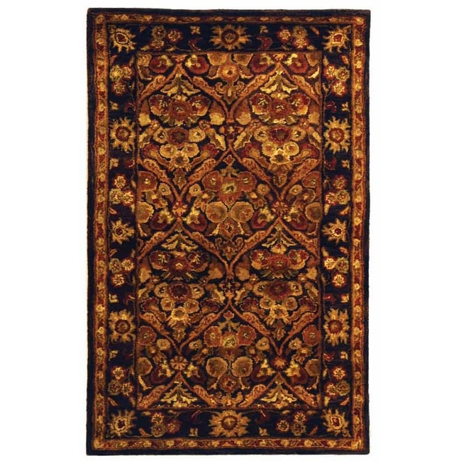 Handmade Treasured Dark Plum/ Gold Wool Rug (23 X 4)