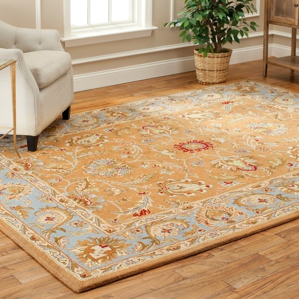 Safavieh Handmade Heritage Shahi Brown/ Blue Wool Rug (96 x 136)