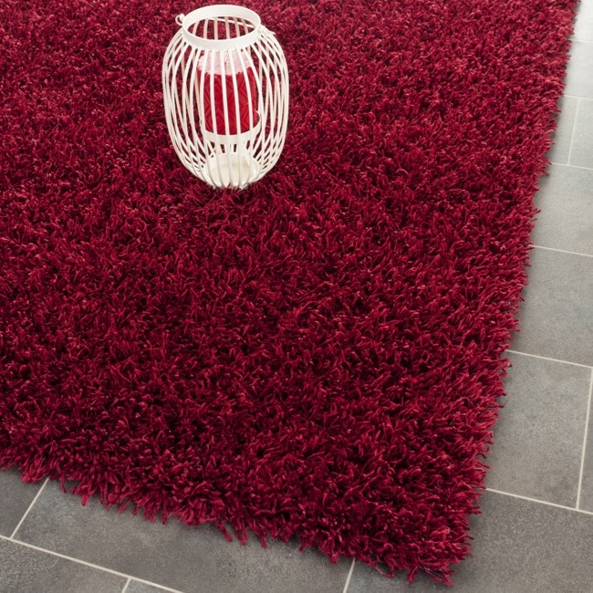 Handmade Posh Red Shag Rug (4 X 6)