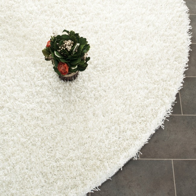 Handmade Posh White Shag Rug (5 Round)