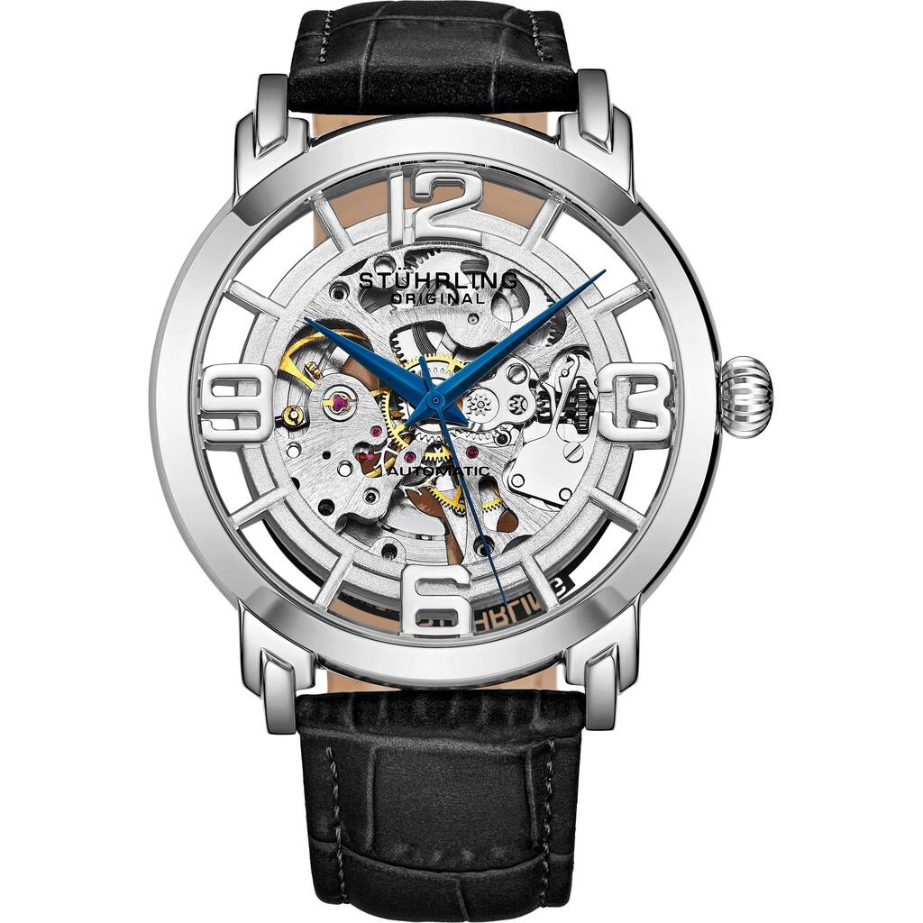 Stuhrling Original Men's Winchester 44 Skeleton Automatic Leather Strap Watch